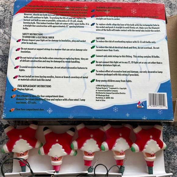Vintage Blo Mold String Of Lights Santa 10 Club Santa - Picture 4 of 12